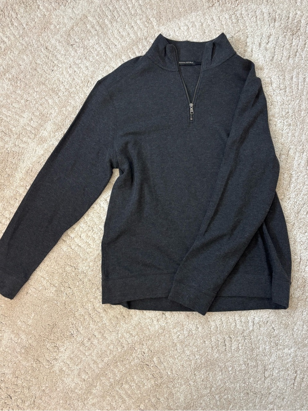 Banana Republic Men's Dark Charcoal Half-Zip Sweater